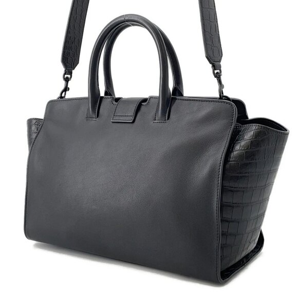 SAINT LAURENT PARIS Downtown Cabas 2-Way Handbag Crocodile Embossed Leather/... - Picture 6 of 14